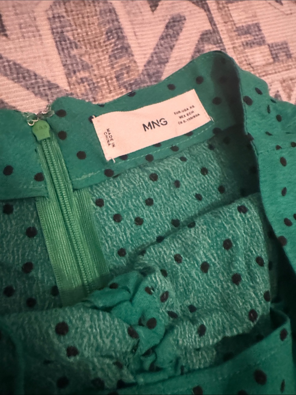 MNG Mango Green Black Polka Dot Lace Up Maxi Skirt Size M - Picture 2 of 3